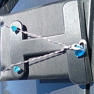 Light blue crystal heart necklace set